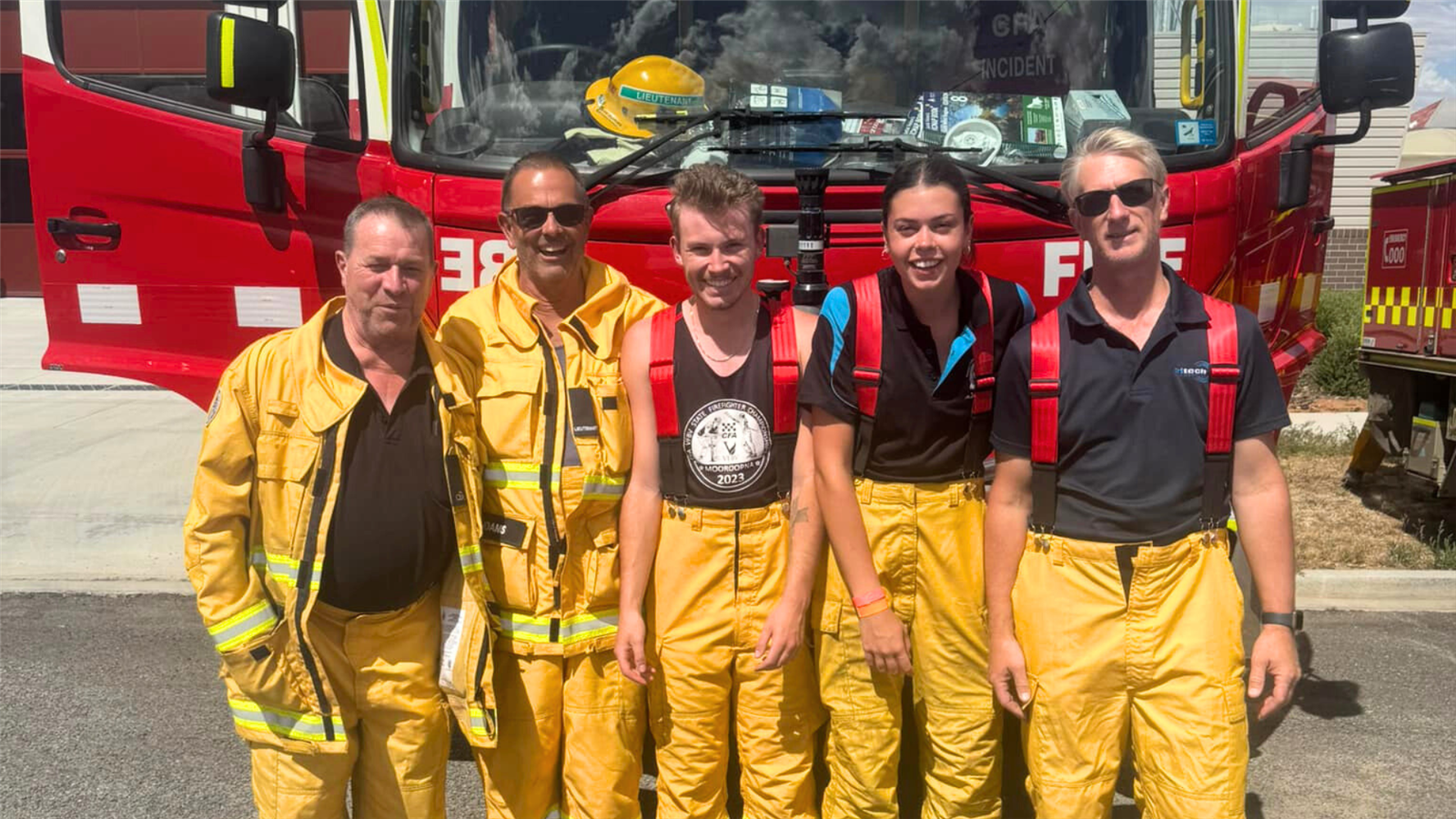 Geoff Ward (left), 2nd LT Neil Adams, Kynan Jonasson, Isabella Orszulak, 1st LT Russell Brown